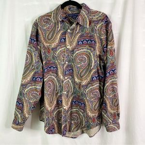 Vintage Tommy Hilfiger Dark Paisley Vintage Fit Button Up Shirt Med